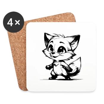 Süsser Kinder Fuchs Bleistift Zeichnung - Untersetzer (4er-Set) - Weiß - Vorne