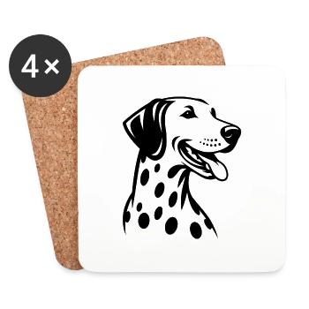 Dog Portrait Elegant Dalmatian Dog - Coasters (set of 4) - white - Front