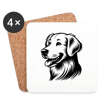Treuer Blick Golden Retriever Hunde Porträt - Untersetzer (4er-Set) - Weiß - Vorne