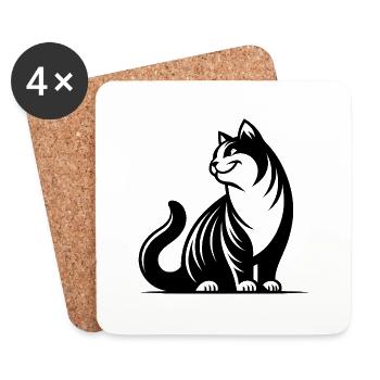 Purring cat with cute look - Coasters (set of 4) - white - Front