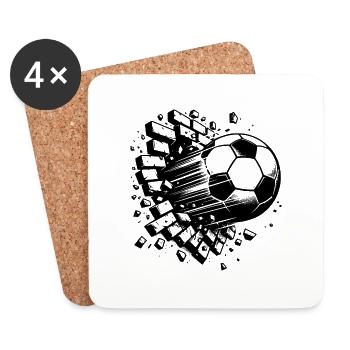 Hammer Fußball Schuss Verein Logo Wand Zerstörung - Untersetzer (4er-Set) - Weiß - Vorne