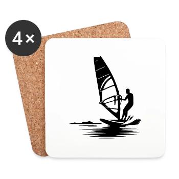 Windsurfer Surfausbildung Wasser und Wind - Untersetzer (4er-Set) - Weiß - Vorne