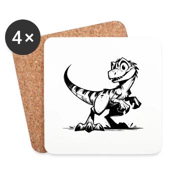 Snappy Raptor Dinosaur Fun Croquis - Dessous de verre (lot de 4) - blanc - Devant