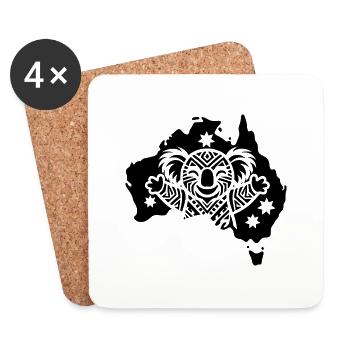 Happy Australischer Koala Kontinent Tattoo Sytyle - Untersetzer (4er-Set) - Weiß - Vorne