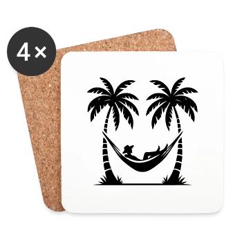 Urlaub geniessen unter Palmen mit Hängematte - Untersetzer (4er-Set) - Weiß - Vorne