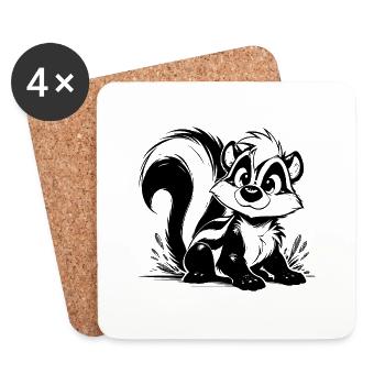 Baby Skunk Kids Pencil Drawing Sketch - Coasters (set of 4) - white - Front