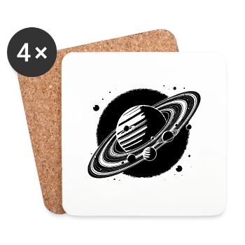Giant planet with rings and moons in front of sun - Coasters (set of 4) - white - Front