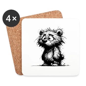 Scrubby Decksparrow Ours Enfants Croquis - Dessous de verre (lot de 4) - blanc - Devant