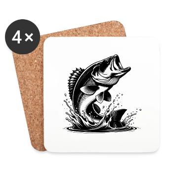 Zander Fisch springt elegant aus dem Wasser - Untersetzer (4er-Set) - Weiß - Vorne