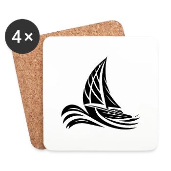 Sailboat on course in big waves - Coasters (set of 4) - white - Front