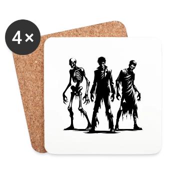 Schaurig Gruselige Halloween Zombie Gruppe - Untersetzer (4er-Set) - Weiß - Vorne