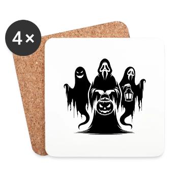Schaurige Horror Untote Halloween Gespenster - Untersetzer (4er-Set) - Weiß - Vorne