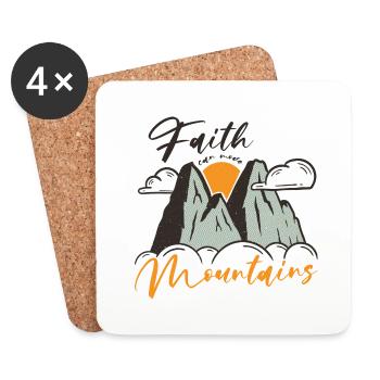 Faith can move Mountains, Matthew 17:20 - Untersetzer (4er-Set) - Weiß - Vorne