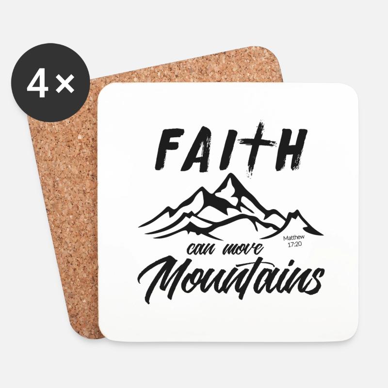 Faith can move Mountains, christliches Geschenk. - Untersetzer (4er-Set) - Weiß
