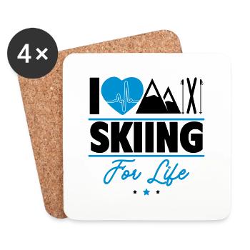 Ich liebe Skifahren in den Bergen für immer - Untersetzer (4er-Set) - Weiß - Vorne