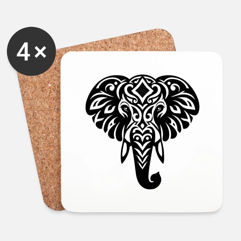 Elefant - Untersetzer (4er-Set) - Weiß