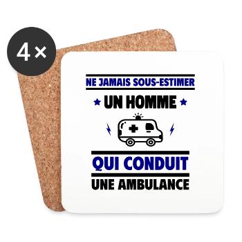 Un homme qui conduit une ambulance - Dessous de verre (lot de 4) - blanc - Devant