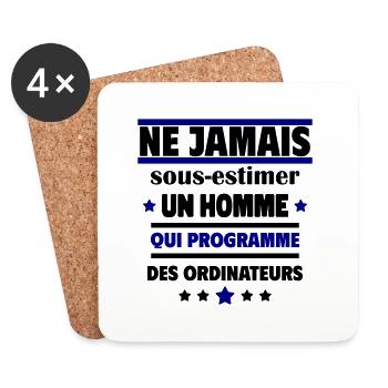 Unterschätzen Sie niemals einen Mann, der programmiert - Untersetzer (4er-Set) - Weiß - Vorne