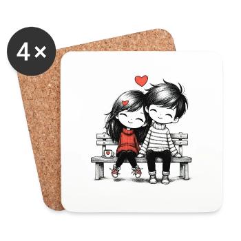 Cute couple of lovers - Coasters (set of 4) - white - Front