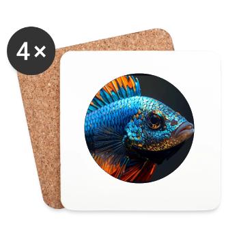 Fisch,bunt,pailletten,glitzer,blau - Untersetzer (4er-Set) - Weiß - Vorne