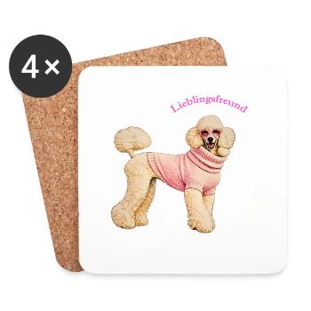 Lieblingsfreund Königspudel im rosa Pullover - Untersetzer (4er-Set) - Weiß - Vorne