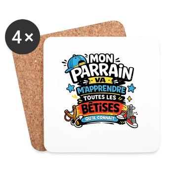 Mon Parrain m'apprend les bêtises - Dessous de verre (lot de 4) - blanc - Devant