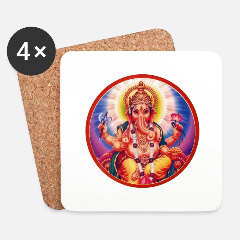 Ganesha - Untersetzer (4er-Set) - Weiß