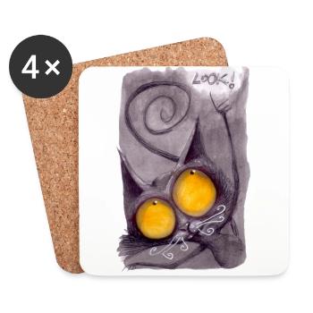 Serial Cat 04 - Coasters (set of 4) - white - Front
