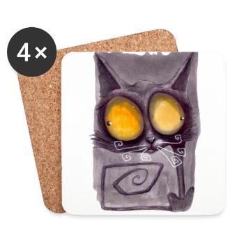 Serial Cat 10 - Coasters (set of 4) - white - Front