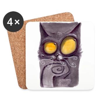 Serial Cat 14 - Coasters (set of 4) - white - Front