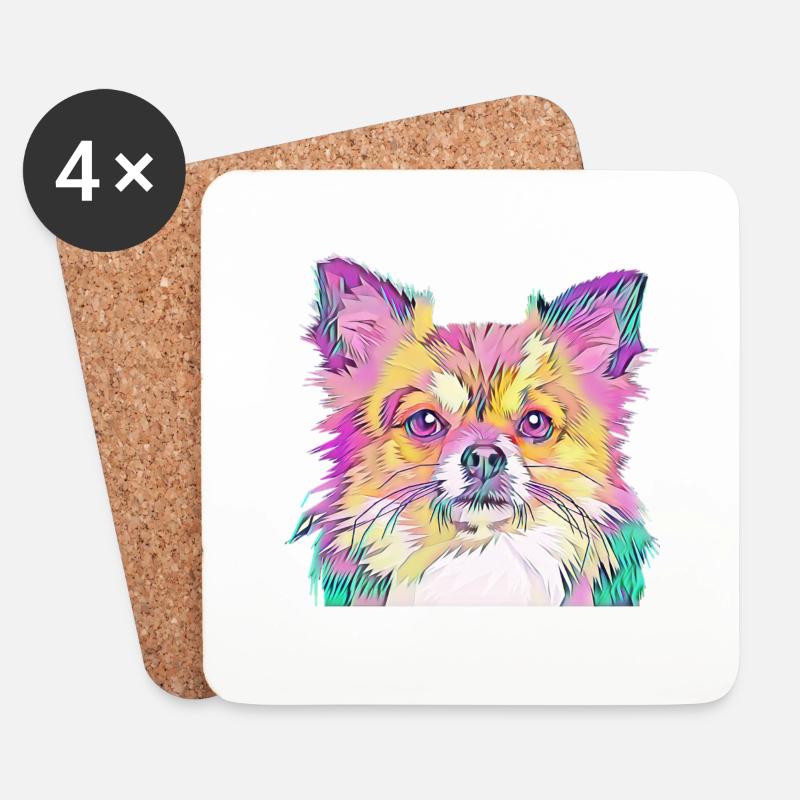 Bunter Hund - Untersetzer (4er-Set) - Weiß