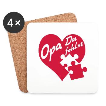 Opa du fehlst | Opa Du fehlst mir - Untersetzer (4er-Set) - Weiß - Vorne