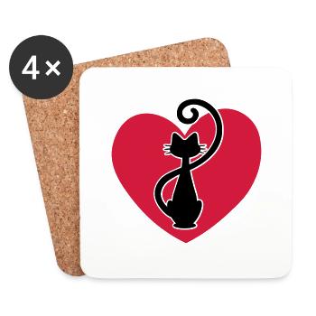 Katzendame - cat lady - dame de chat - Coasters (set of 4) - white - Front