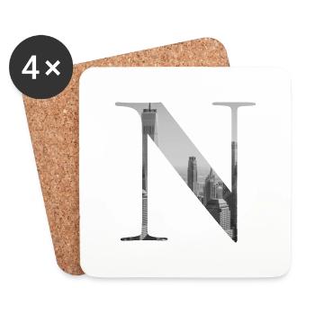 New Yorker Buchstabe N - Untersetzer (4er-Set) - Weiß - Vorne