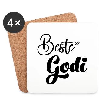 Beste Godi der Welt Patentante Tante Taufpatin - Untersetzer (4er-Set) - Weiß - Vorne