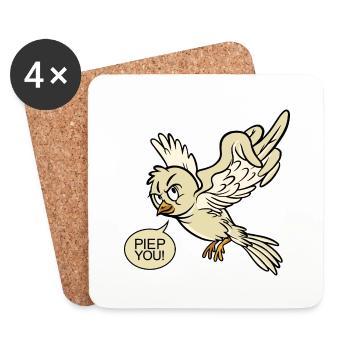 Fuck You böse wütend frech Vogel Piep Tier lustig - Untersetzer (4er-Set) - Weiß - Vorne