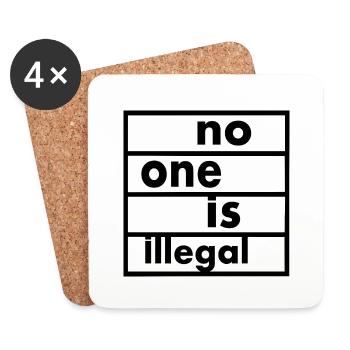 No one is illegal - Dessous de verre (lot de 4) - blanc - Devant