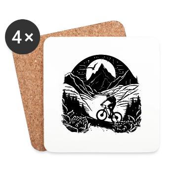 mountain bike, bicycle, bike, cyclist, mountains - Coasters (set of 4) - white - Front