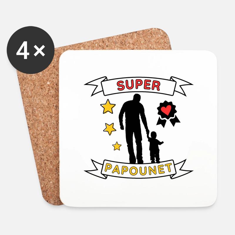 Super Papounet - Untersetzer (4er-Set) - Weiß