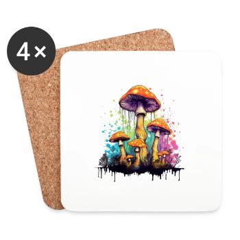 Psycho Mushrooms - Coasters (set of 4) - white - Front