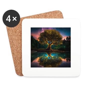 Tree of Life ,Tree of Life,Graffiti,Planets - Coasters (set of 4) - white - Front