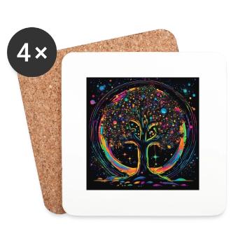 Baum des Lebens ,Lebensbaum,Graffiti,Planeten - Untersetzer (4er-Set) - Weiß - Vorne