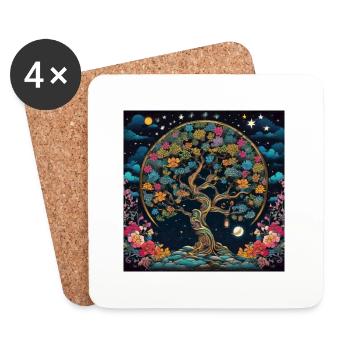 Baum des Lebens ,Lebensbaum,Graffiti,Planeten - Untersetzer (4er-Set) - Weiß - Vorne