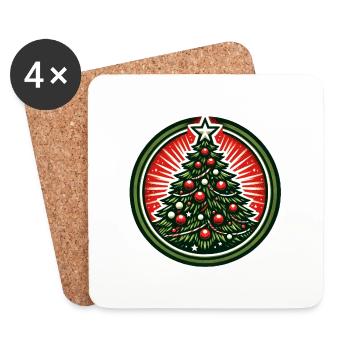 Weihnachtsbaum-Abzeichen - Untersetzer (4er-Set) - Weiß - Vorne