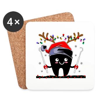 Tooth Reindeer Christmas Dental Dentistry Dentists - Coasters (set of 4) - white - Front