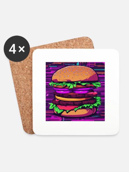 Neon Burger - Untersetzer (4er-Set) - Weiß