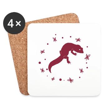 Salamandre - Animal amphibien - Dessous de verre (lot de 4) - blanc - Devant