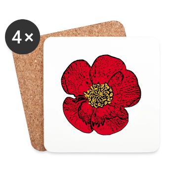 Flower Red Red Flower Flowers Red Red Flowers - Coasters (set of 4) - white - Front