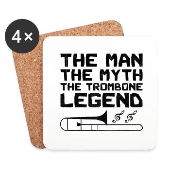 Trombonist Trombone Player Marching Band Trombone - Coasters (set of 4) - white - Front