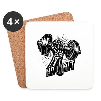 keine Grenze hartes Workout Bodybuilding Hantel - Untersetzer (4er-Set) - Weiß - Vorne